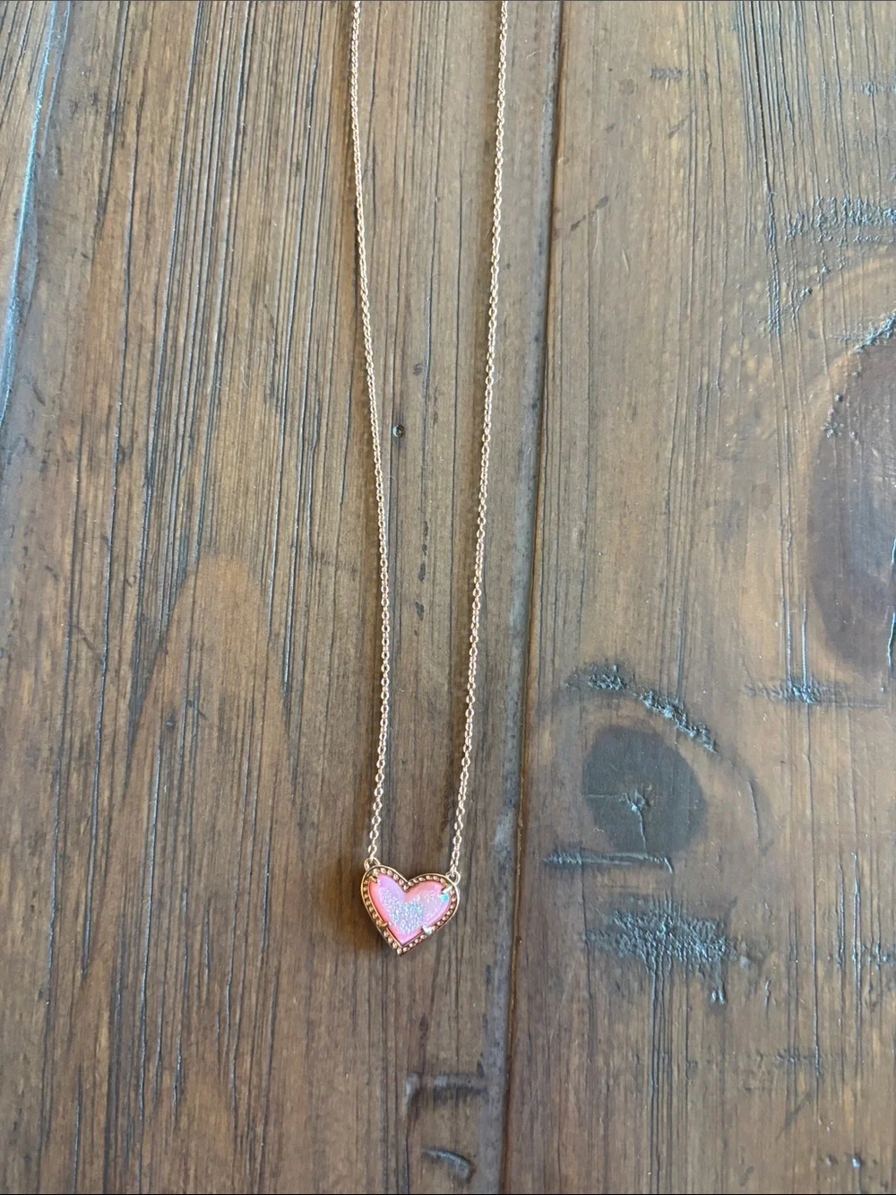 Kendra Scott Rose Gold Heart Necklace with Pink Pendant